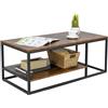 RELAX4LIFE Tavolino da Caffè a 2 Livelli, Tavolo Rettangolare con Ripiano, Struttura in Metallo, Piedini Regolabili, Tavolino in Legno Stile Industriale per Soggiorno, Ingresso, Marrone Rustico