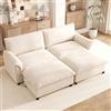 DACHETOU Cloud-Sectional Divano Modulare a U/Angolare Confortevole Soggiorno Seduta Profonda Oversize con 2 Poggiapiedi Mobili Schienale Alto Beige L 216 x A 82 x P 77 cm