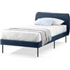 EVERGREENWEB MATERASSI & BEDS EVERGREENWEB - Letto Singolo con Materasso 80x200 alto 20 cm in Memory Foam, Base Letto 12 Doghe in Legno + Cuscino in Fiocco Memory GRATIS, Testata Quadrata Stondata, Rivestimento Tessuto Blu