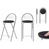ZZINOKE Set di 2 Sgabello Bar Pieghevole, imbottito, sgabello pieghevole portatile, adatto per cucine, bistrot, negozi ed eventi all'aperto, altezza seduta 61 cm, nero e argento