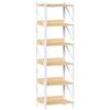 HOOBRO Scaffale a 6 Ripiani in Stile Moderno, Libreria Angolare, Scaffale a Scala, con Struttura in Metallo, per Soggiorno, Camera, Ufficio, Cucina o Ingresso, Bianco e Naturale EWN72SJ01