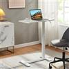 [en.casa] Tavolo per Notebook con Piano Regolabile in Altezza e Telaio a C con Rotelle Tavolino Laterale da Divano Letto Consolle Ufficio 92x68x36 cm Bianco