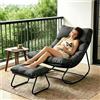 AYDFUORT Sedia a Dondolo con Sgabello, Poltrona Lounge per Esterni Interno, XXL, Sedia a Dondolo da Esterno, Sedia Relax con Cuscino Imbottito, Portata fino a 150 kg, per Giardino, Terrazza, Balcone (grigio)