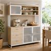 PREMTURE Credenza per cucina, armadietto per vino, 3 ante e 3 cassetti, 174 x 40 x 150 cm, design industriale, pannello MDF ispessito e metallo