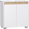 kleankin Mobile sottolavello, mobile da bagno, mobile da bagno, con 2 ante e ripiano interno antipavimento, 57 x 33 x 60 cm, colore: bianco