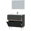 MarinelliGroup Mobile bagno 80 cm a terra lavabo ceramica specchio cassetto + anta ribalta GRIGIO ANTRACITE 80 x 45 x 80 cm 305401Z
