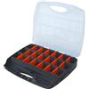 Dekton Grande scatola organizer con 23 scomparti, occhiello con lucchetto per una chiusura sicura. Dimensioni: 265 mm x 320 mm x 50 mm. Perfetto per scrivania, cassetto o organizzazione auto. Design