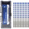 GRIXLEN Set di 10 punte per trapano per calcestruzzo, da 6,35 mm, con gambo esagonale, punte in carburo per calcestruzzo, cemento, piastrelle, mattoni, plastica e ceramica (1/4 (10 pezzi)