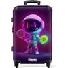 NoBoringSuitcases.com NoBoringSuitcases© Valigia Media Bambini Rigida Trolley Medio Viaggio Aereo | 67x43x25 cm - 4 Ruote Valigie Leggere Bimbo Valigetta Trolly Dimensioni M Astronauta - Tennis - Neon