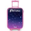 NoBoringSuitcases.com NoBoringSuitcases© Valigia Rosa Per Bambini Personalizzato Con Un Nome | 48x31x19 cm - Bagaglio Ultraleggero Trolley A Mano Rigidi LED Ruote Valigie Neonato - Ragazze - Stelle - Galassia - Blu