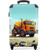 NoBoringSuitcases.com NoBoringSuitcases© Valigia Cabina Bambino Bagaglio A Mano Trolley | 55x35x20 cm - Bambini Da Viaggio Rigido Leggero Aereo 4 Ruote Luggage Betoniera - Sabbia - Industriale