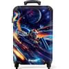 NoBoringSuitcases.com NoBoringSuitcases© Valigia Cabina Bambino Bambini Trolley Da Viaggio | 55x35x20 cm - Bagaglio A Mano Aereo Rigido Leggerissimo 4 Ruote Valigie Leone - Spazio - Auto