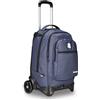 Invicta Trolley Scuola Plug Plain, Blu, Multi Uso, Zaino Doppio Scomparto Con Carrello Sganciabile, Tasca PC, Tasca Borraccia e Tasca Con Organizer, Trolley Medie Superiori Viaggio