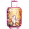 NoBoringSuitcases.com NoBoringSuitcases© Valigia Rosa Per Bambini Personalizzato Con Un Nome | 48x31x19 cm - Bagaglio Ultraleggero Trolley A Mano Rigidi LED Ruote Valigie Bimbi - Ragazze - Unicorno - Farfalla