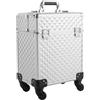 Caskunbsy Professionale Valigetta Cosmetici Trolley Trucco Caso Trucco Case, Argento, Fashion