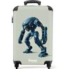 NoBoringSuitcases.com NoBoringSuitcases© Valigia Cabina Bambino Bambini Trolley Da Viaggio | 55x35x20 cm - Bagaglio A Mano Aereo Rigido Leggerissimo 4 Ruote Valigie Robot - Minimalista - SciFi