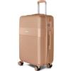 VOYAN Valigia da cabina 55 x 40 x 20 Bio, trolley rigido ABS leggero, con ruote doppie a 360°, guscio rigido leggero e serratura di sicurezza, bagaglio a mano per viaggi in aereo, oro, Mediano