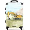 NoBoringSuitcases.com NoBoringSuitcases© Valigia Medio Bambini Trolley Media Rigida Da Viaggio | 67x43x25 cm - Ruote Valigie Bagaglio Trolly Leggera Valigetta M Bagagli Escavatore - Acquerello - Cantiere