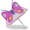 Relaxdays Ombrello per bambini con farfalla 3D, parapioggia con bastone, bimba & bimbo, a Campana, Unisex, Rosa