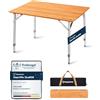 KingCamp Tavolino Pieghevole 65x50x45/52/65cm in Bamboo Regolabile in Altezza Tavolo Pieghevole Tavolino da Esterno Interno Portatile Salvaspazio Tavolo Campeggio Arrotolabile Balcone Giardino Picnic