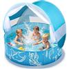 Cheffery Piscina per Bambini 4 in 1 Pop Up Grande, Tenda da Spiaggia Baby con Protezione UV SPF 50+, Piscina per Bambini con Tetto, Tenda da Spiaggia per Giardino, Spiaggia, Picnic (120x30 cm)