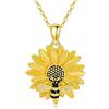 AXELUNA Collana di girasole in argento sterling con ciondolo a forma di ape con girasole per donne gioielli regali, Argento sterling