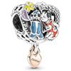 PANDORA Disney Ciondolo con Lilo and Stitch in argento Sterling e placcato in oro rosa 14 k con zirconi cubici trasparenti, nero, rosso, blu, giallo, rosa e viola