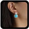 Cybche Orecchini pendenti rotondi con perle turchesi boho orecchini pendenti in oro perla orecchini a perno con pietra blu orecchini a goccia in pietra sintetica gioielli per le donne