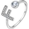 GoldChic JEWELRY Anello Argento Donna Anello Lettera F Anello Donna Argento 925 Anello Regolabile Iniziale F Anello Argento Lettera Regalo per Mamma Donna