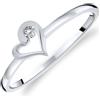 Planetys - Anello cuore da donna in oro bianco 375/1000 con diamanti bianchi, 18, Metallo, Diamante bianco