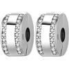 Doyafer 925 Sterling Silver Charms Clips Set Fit Bracciali Donne 2 Per Pacchetto