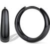 Bestyle Orecchini Cerchio Argento 925 Donna Nero Anallergici Chunky