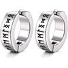 GTHIC Orecchini a Cerchio Vichingo in Acciaio Inossidabile per Uomo Donna Rune norrene Mitologia Orecchino a Cerchio Huggie Regalo di Gioielli Unisex, Clip per Orecchio in Argento