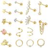 KALVICA 17 piercing helix, orecchini da donna, in acciaio chirurgico, per trago, naso, naso, ipoallergenici, set di orecchini multipli 16 G, 6 mm, Acciaio inossidabile