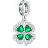 Eusense Charm Pandora Quadrifoglio Verde per Braccialetti Europeo Gioielli Pandora Regalo Compleanno per Donna e Uomo