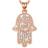 Aniu Collana da Donna in Argento Sterling 925 con Ciondolo a Forma di Mano di Fatima con Zirconi Cubici, Regalo di Protezione, Fornito in Confezione Delicata