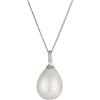 Nenalina Collana da donna con perle a forma di goccia, collana con ciondolo di perle (15 x 12 mm) in argento Sterling 925, catena in argento con ciondolo a goccia, lunghezza 45 cm