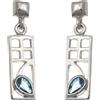 Alexander Castle Charles Rennie Mackintosh - Orecchini da donna in argento Sterling 925 con topazio blu, con scatola regalo, 18 mm x 7 mm
