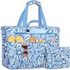 NEWIROVE Borsa Mare Grande Borsa Spiaggia Donna XXL Famigli Impermeabile Beach Bag Con Zip Pieghevole Borsa Da Spiaggia Multitasche Tote Bag Per Spiaggia, Viaggio, Vacanza. 50L, Blu etnico