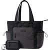 LOVEVOOK Borsa Lavoro Donna, Puffer Tote Bag Lightweight Puffy Donna Grande, Borsa A Mano Per Tracolla Università Shopper, Lavoro Viaggi Ufficio Uni (Grigio Nero, 15,6 pollici)