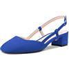 Saekcted Donna Chunky Blocco Basso Gattini Tacco Heel Quadrata Punta Slingback Pumps da Matrimonio Ufficio Dress 3.5 CM Heels Blu A 41 EU