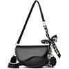 NICOLE & DORIS Piccola Borsa a Tracolla Donna Catena con Tasche Multiple Borsa a Spalla in Pelle PU,Borsa da Sera per Tutti i Giorni, Scuola,Fiesta Nero
