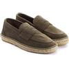 ABARCA Espadrillas da uomo, mocassini casual estivi in pelle e iuta, scarpe artigianali, Kaki, 42 EU