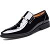 LMUIPMAA Mocassini da Uomo in Pelle Verniciata Scarpe da Lavoro Formale per Abiti da Matrimonio,Nero,42 EU