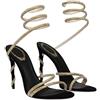 FQLGJMY donna Stiletto tacco alto sandali Tie Up Open Toe Slingback spirale avvolgere intorno a scarpe estive con strass per festa di ballo