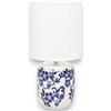 KORAT - Lampada da Tavolo Azulia in Ceramica Decorata Blu e Bianca con Paralume in Tessuto, Attacco E27, Lampada Comodino Salotto Camera da Letto, Stile Classico Elegante - Bassa - 14x14x27 Cm