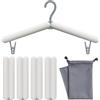 Sazfli Grucce Pieghevoli da Viaggio Set da 4, con Clip, Grigio-Bianco | 4 grucce nella stessa colorazione grigio-bianca; da chiuse misurano 19,3 × 5,2 cm, con clip integrate