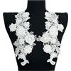Generic Coppia di toppe ricamate in pizzo, applique floreali bianche per colletto, per abiti da sera, abiti da sposa, decorazioni artigianali