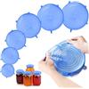 AKONE Set di 6 coperchi in silicone estensibili, riutilizzabili in silicone, per conservare e sigillare alimenti, in silicone, per lattine e ciotole (A)