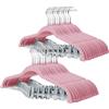 ManGotree 420 Grucce per pantaloni con clip mobili, appendiabiti in velluto antiscivolo, appendiabiti salvaspazio per camicie, pantaloni, abiti, gonne, cappotti (32 confezioni, Rosa)